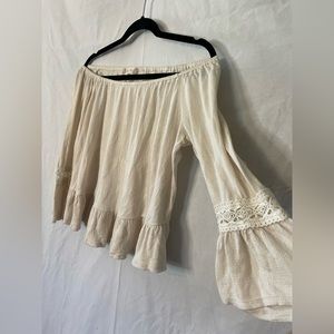 Altar’d State, Cream Off the Shoulder Blouse/Top. Size large.